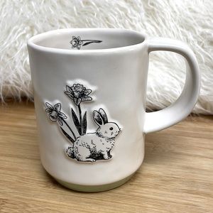 🐇Rae Dunn // 2024 Magenta Bunny Rabbit -181- Farmhouse Ivory Coffee Mug Cup